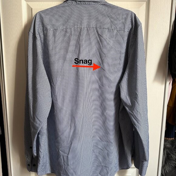 Men's Construct XXL Blue Geometric Print 4-way Stretch Button Up Shirt Flip Cuff - Picture 4 of 13